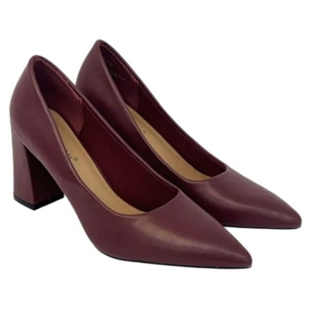 PIERRE DUMAS / Lover-1 / Burgundy / Block Heel / Pointed / Toe Pumps